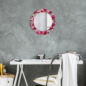Kulaté zrcadlo rám s potiskem Růžové máky