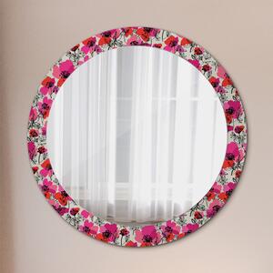 Kulaté dekorativní zrcadlo Růžové máky