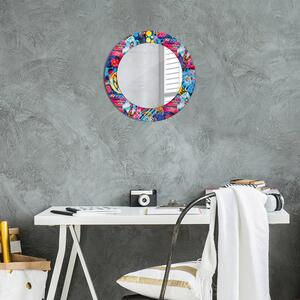 Kulaté zrcadlo rám s potiskem Barevné čmáraní
