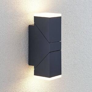 Lindby Nástěnné svítidlo LED Sally, 22 cm, antracit, IP54, Černá, Hliník, Moderní, Nástěnné svítidlo / světlem dolů