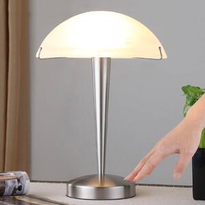 Lindby Stolní lampa Viola, dotykový vypínač, nikl matný, Bílá / opál, Ložnice, kov, Moderní