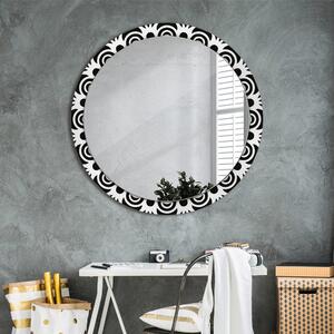 Kulaté dekorativní zrcadlo Černá geometrická ozdoba