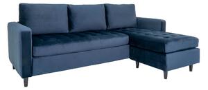 House Nordic Pohovka Firenze Lounge (Pohovka v tmavě modré sametové barvě s černými nohami\n151/83x219xH80 cm\nHN1005)
