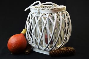 Vingo Proutěná lucerna bílá - 17x17, v. 25 cm