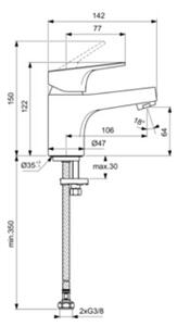 Ideal Standard Cerabase umyvadlová baterie stojící chrom BD391AA