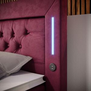 Boxspring postel DIVA s úložným prostorem, LED a USB, samet