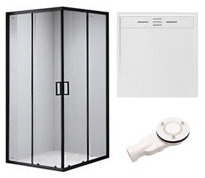 BPS-koupelny Čtvercový sprchový kout HYD-SK30B 90x90 černá/transparent + vanička HYD-SSV-DEKO bílá