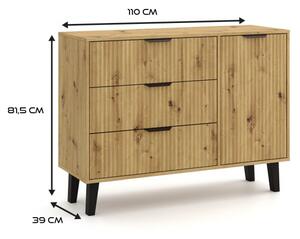 Kombinovaná komoda SITIVE SLIM - dub artisan / černá
