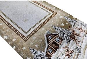 Vánoční gobelínový běhoun na stůl Chenille IT030 Béžová 40x130 cm