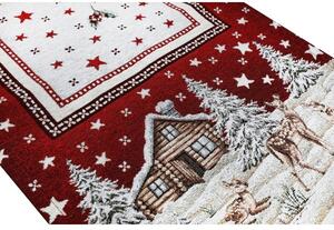 Vánoční gobelínový běhoun na stůl Chenille IT029 Rudá 40x130 cm