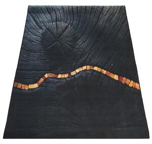 Makro Abra Moderní kusový koberec BLACK and GOLD N 11 Staré dřevo černý zlatý Rozměr: 80x150 cm