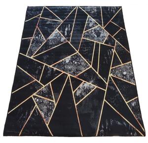 Makro Abra Moderní kusový koberec BLACK and GOLD N 16 Geometrický černý zlatý Rozměr: 80x150 cm