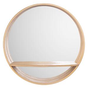 Select Time Přírodní dřevěné nástěnné zrcadlo Rapo M s poličkou
