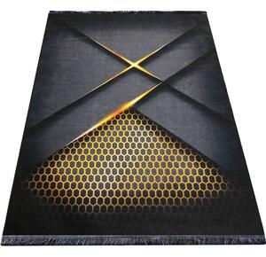 Makro Abra Moderní kusový koberec BLACK and GOLD 05 protiskluzový černý zlatý Rozměr: 80x150 cm
