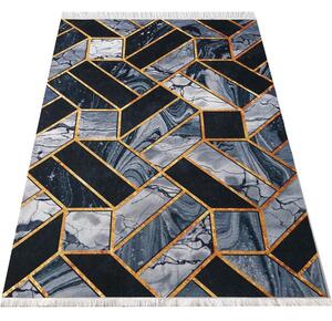 Makro Abra Moderní kusový koberec BLACK and GOLD 04 Geometrický protiskluzový černý zlatý Rozměr: 160x220 cm