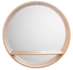 Select Time Přírodní dřevěné nástěnné zrcadlo Rapo L s poličkou