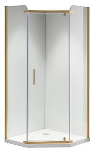 BPS-koupelny Pětiúhelníkový sprchový kout HYD-PK91A 80x80 zlatá/transparent - bez vaničky