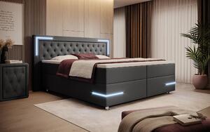 Boxspring postel CARLOTTA bez úložného prostoru s LED, eko kůže