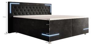 Boxspring postel CARLOTTA bez úložného prostoru s LED, eko kůže