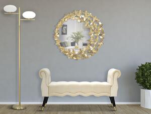 Zlaté nástěnné zrcadlo Mauro Ferretti Butterflies Round, 81,5x3,5 cm