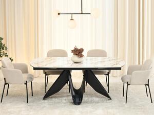 Elegantní rozkládací stůl 180(260)x98 CANO - béžový mramor / černý