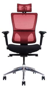 Ergonomická židle X4 s opěrkou hlavy, područkami a hliníkovým křížem Červená
