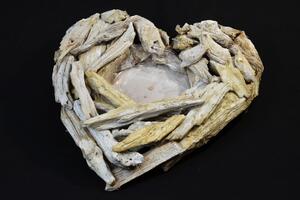 Vingo Bílé srdce z kůry - 26 x 30 cm
