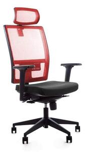 Ergonomická židle M1 s opěrkou hlavy a područkami Červená