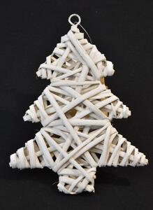 Vingo Proutěná ozdoba vánoční stromeček bílý 2 ks - 5x15cm
