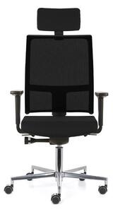 Ergonomická židle TAU/P s opěrkou hlavy a područkami Černá