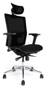 Ergonomická židle X5M se síťovaným sedákem, opěrkou hlavy a područkami Černá