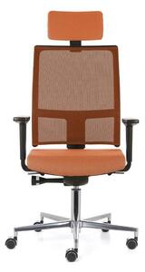 Ergonomická židle TAU/P s opěrkou hlavy a područkami Oranžová