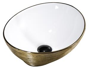 BPS-koupelny Keramické umyvadlo na desku HYD-LO-GL-BR-405 40,5x30 cm, bílé/zlaté