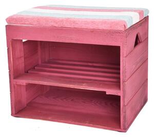 Vingo Dřevěný botník s lavicí, červená - 45 x 32 cm