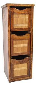 Vingo Skříňka se 3 zásuvkami s bambusem, 20 x 55 cm