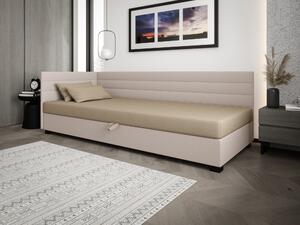 Čalouněná postel 90x195 KASANDRA PLUS 1 s úložným prostorem - hnědá / ecru