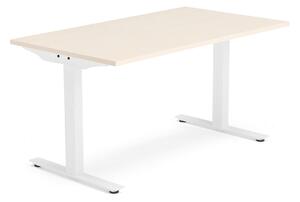 AJ Produkty Psací stůl MODULUS, T-nohy, 1400x800 mm, bílý rám, bříza