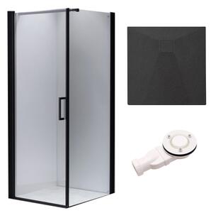 BPS-koupelny Čtvercový sprchový kout HYD-SK04B 90x90 černá/transparent + vanička HYD-SSV-RIKO černá