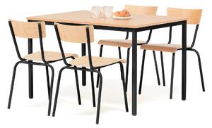 AJ Produkty Jídelní sestava JAMIE + PORTLAND, stůl 1200x800 mm + 4 židle, buk/černá