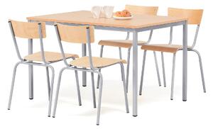 AJ Produkty Jídelní sestava JAMIE + PORTLAND, stůl 1200x800 mm + 4 židle, buk/hliníkově šedá
