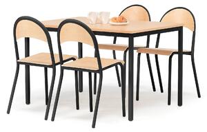 AJ Produkty Jídelní sestava JAMIE + TAMPA, stůl 1200x800 mm + 4 židle, buk/černá