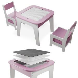 Dětský stůl a židle 3v1 s deskou pro stavebnice typu LEGO®