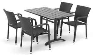 AJ Produkty Set zahradního nábytku Aston + Piazza: 1 stůl 1200x700 mm a 4 ratanové židle s područkami