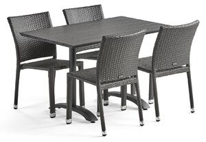 AJ Produkty Set zahradního nábytku Aston + Piazza: 1 stůl 1200x700 mm a 4 ratanové židle