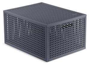 Tmavě šedý úložný box s víkem z recyklovaného plastu 30x38x21 cm Kaya – Curver