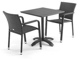 AJ Produkty Set zahradního nábytku Aston + Piazza: 1 stůl 700x700 mm a 2 ratanové židle s područkami