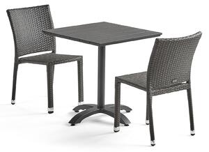 AJ Produkty Set zahradního nábytku Aston + Piazza, 1 stůl 700x700 mm a 2 ratanové židle
