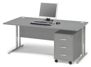 AJ Produkty Kancelářská sestava FLEXUS, stůl 1600x800 mm + 3zásuvkový kontejner, šedá
