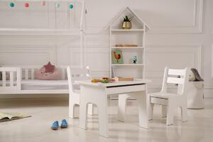 Vingo Dětský stolek a dvě židličky s šuplíčky v bílém odstínu