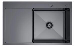 Velazo Dřez 1 komorový s odkapávačem, nerez - VE-7849RB PRAVÝ, 78x49 cm, grafit